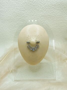 CERRAHİ ÇELİK GÜMÜŞ RENGİ GÖĞÜS UCU PİERCİNG KÜPE