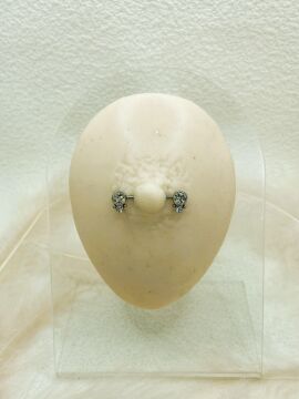 CERRAHİ ÇELİK GÜMÜŞ RENGİ GÖĞÜS UCU PİERCİNG KÜPE