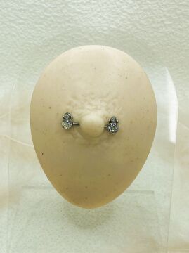 CERRAHİ ÇELİK GÜMÜŞ RENGİ GÖĞÜS UCU PİERCİNG KÜPE