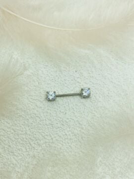 CERRAHİ ÇELİK GÜMÜŞ RENGİ GÖĞÜS UCU PİERCİNG KÜPE