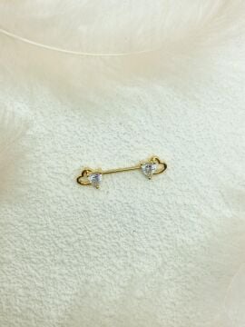 CERRAHİ ÇELİK ALTIN RENGİ GÖĞÜS UCU PİERCİNG KÜPE