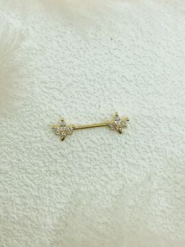 CERRAHİ ÇELİK ALTIN RENGİ GÖĞÜS UCU PİERCİNG KÜPE