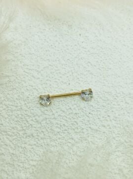 CERRAHİ ÇELİK ALTIN RENGİ GÖĞÜS UCU PİERCİNG KÜPE