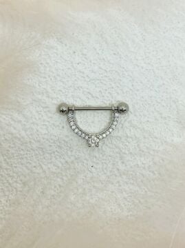 CERRAHİ ÇELİK GÜMÜŞ RENGİ GÖĞÜS UCU PİERCİNG KÜPE