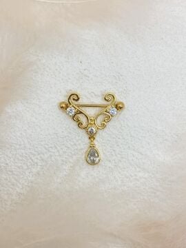 CERRAHİ ÇELİK ALTIN RENGİ GÖĞÜS UCU PİERCİNG KÜPE
