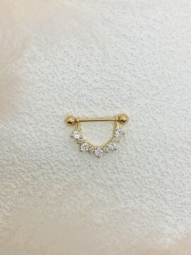 CERRAHİ ÇELİK ALTIN RENGİ GÖĞÜS UCU PİERCİNG KÜPE