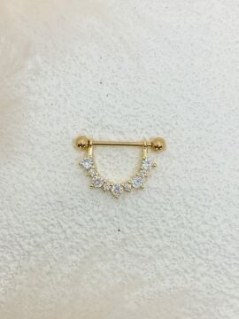 CERRAHİ ÇELİK ALTIN RENGİ GÖĞÜS UCU PİERCİNG KÜPE
