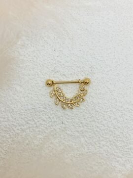 CERRAHİ ÇELİK ALTIN RENGİ GÖĞÜS UCU PİERCİNG KÜPE