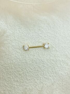 CERRAHİ ÇELİK ALTIN RENGİ GÖĞÜS UCU PİERCİNG KÜPE