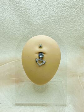 CERRAHİ ÇELİK GÜMÜŞ RENGİ GÖBEK PİERCİNG KÜPE
