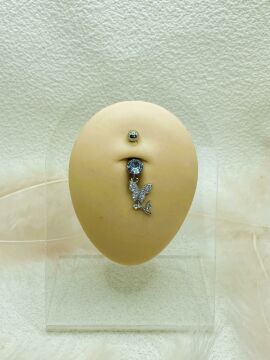 CERRAHİ ÇELİK GÜMÜŞ RENGİ GÖBEK PİERCİNG KÜPE