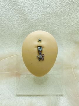 CERRAHİ ÇELİK GÜMÜŞ RENGİ GÖBEK PİERCİNG KÜPE