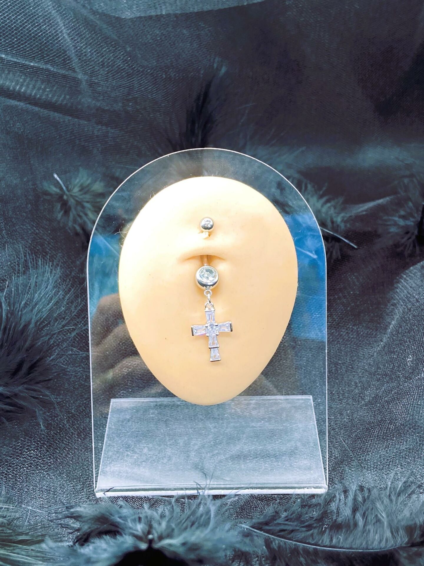 CERRAHİ ÇELİK GÜMÜŞ RENGİ GÖBEK PİERCİNG KÜPE