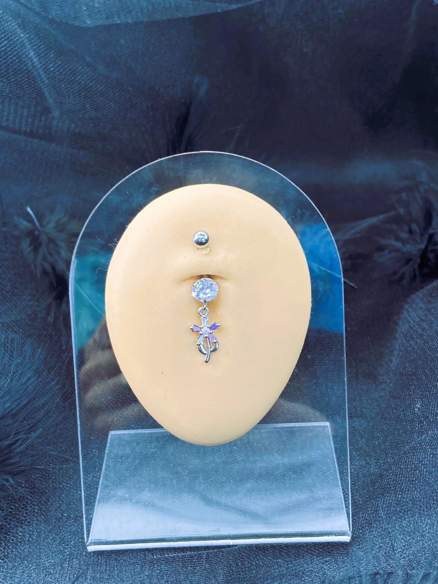 CERRAHİ ÇELİK GÜMÜŞ RENGİ GÖBEK PİERCİNG KÜPE