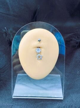 CERRAHİ ÇELİK GÜMÜŞ RENGİ GÖBEK PİERCİNG KÜPE