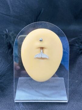 CERRAHİ ÇELİK GÜMÜŞ RENGİ GÖBEK PİERCİNG KÜPE