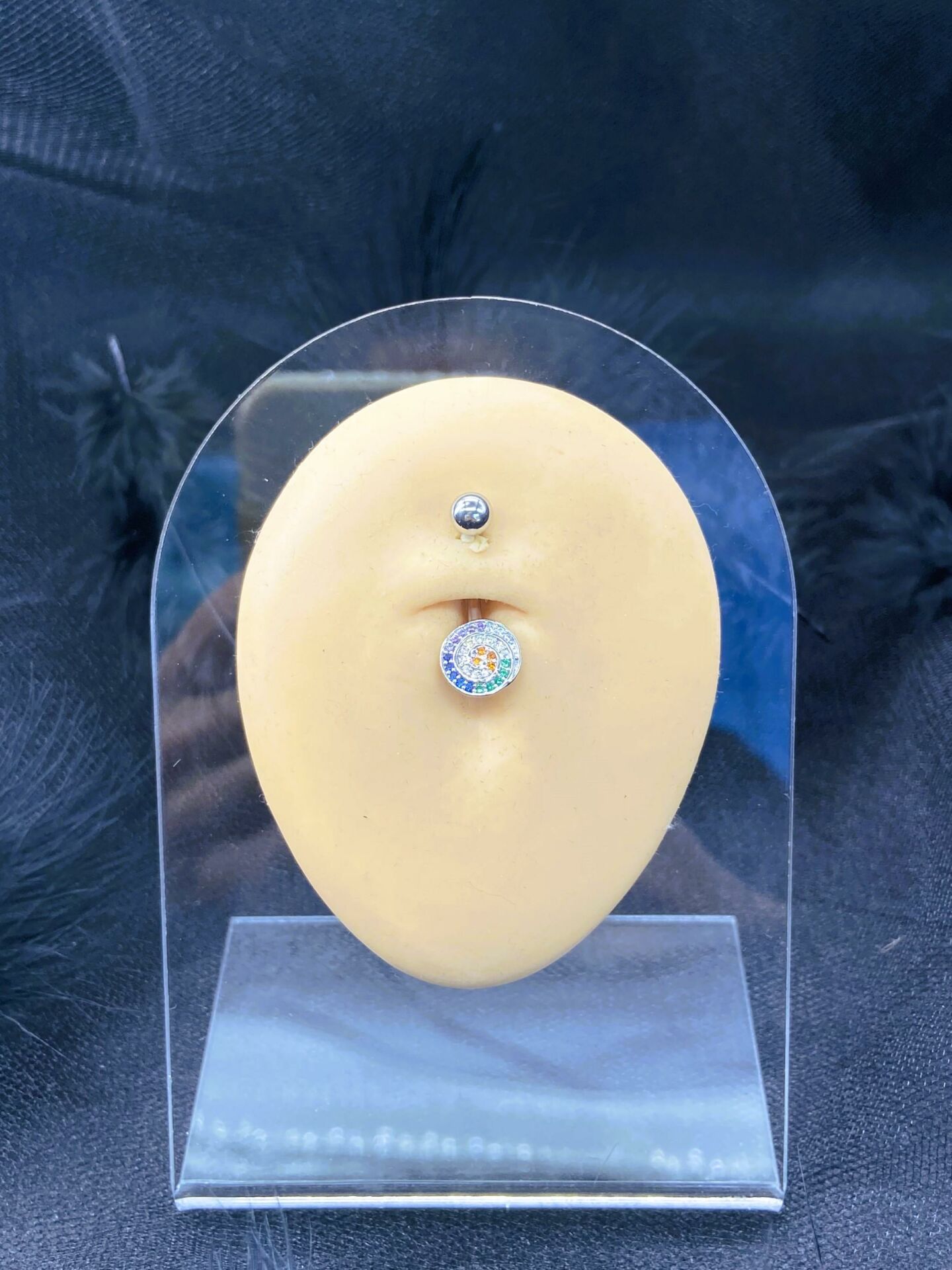 CERRAHİ ÇELİK GÜMÜŞ RENGİ GÖBEK PİERCİNG KÜPE