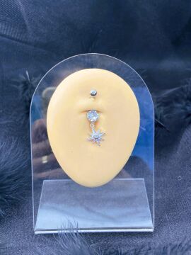 CERRAHİ ÇELİK GÜMÜŞ RENGİ GÖBEK PİERCİNG KÜPE