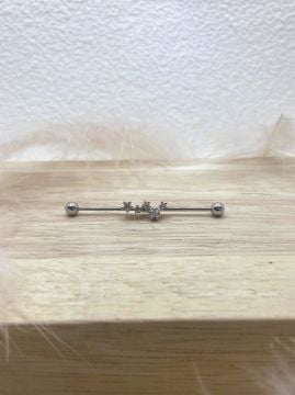 CERRAHİ ÇELİK GÜMÜŞ RENGİ İNDUSTRİAL KÖPRÜ PİERCİNG KÜPE