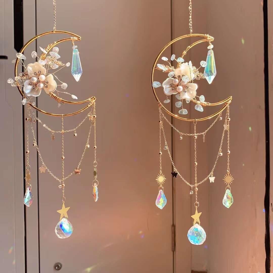 İNCİ KRİSTAL KUVARS VE İNCİ AYTAŞI DOĞAL TAŞ RÜZGAR ÇANI