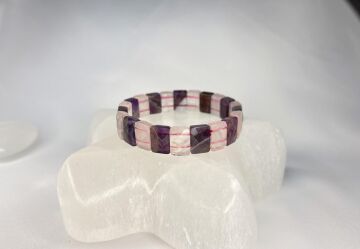 AMETİST VE PEMBE KUVARS DOĞALTAŞ ROLEX KESİM BİLEKLİK