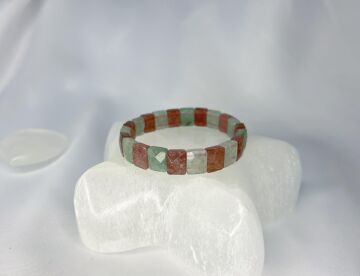 AVENTURİN VE ÇİLEK KUVARS DOĞALTAŞ ROLEX KESİM BİLEKLİK