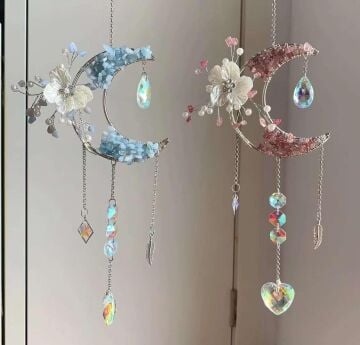 AKUAMARİN VE GÜNEŞ TAŞI DOĞAL TAŞ RÜZGAR ÇANI