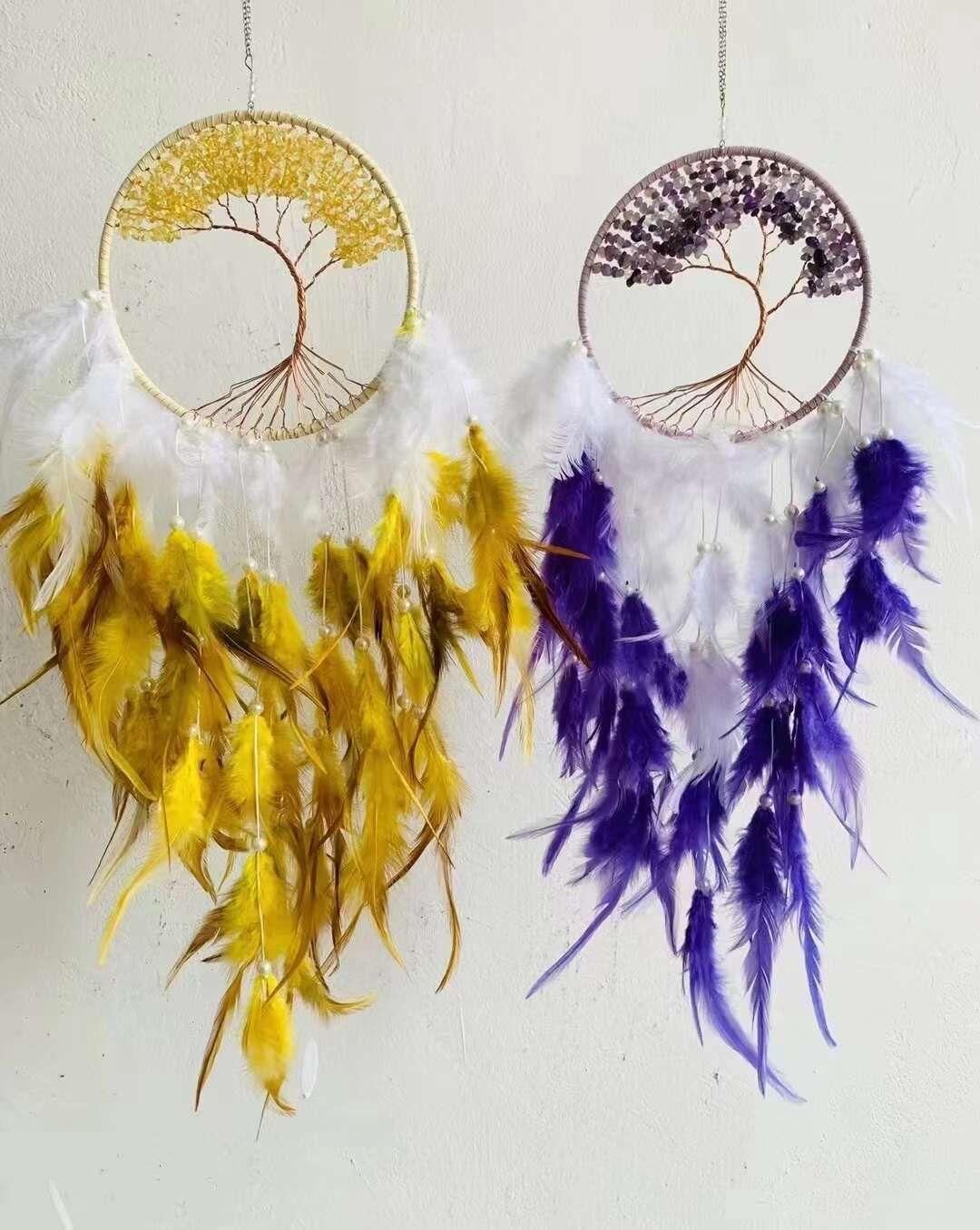 SİTRİN VE AMETİST  DOĞAL TAŞ RÜZGAR ÇANI