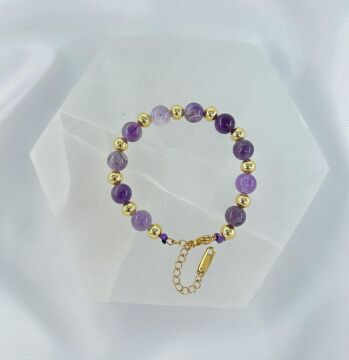 AMETİST 8MM DOĞALTAŞ ÇELİK KLİPSLİ BİLEKLİK