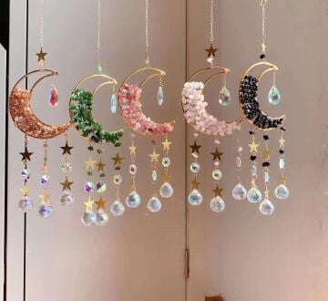 GÜNEŞ TAŞI AKİK ÇİLEK KUVARS ROSE KUVARS TURMALİN  DOĞAL TAŞ RÜZGAR ÇANI