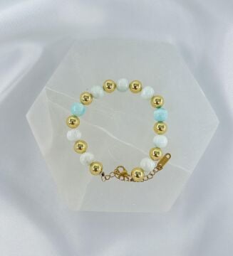 KRİZOPRAS 8MM DOĞALTAŞ ÇELİK KLİPSLİ BİLEKLİK