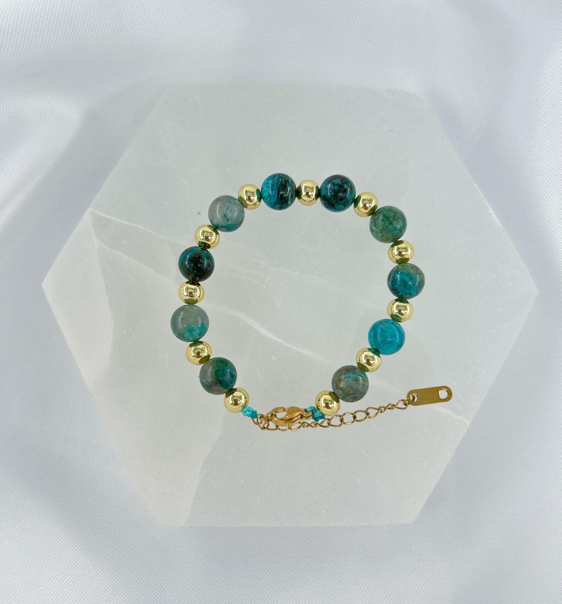 PERU KRİZOKOL 8MM DOĞALTAŞ ÇELİK KLİPSLİ BİLEKLİK