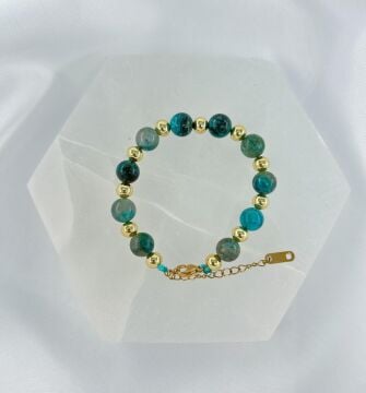 PERU KRİZOKOL 8MM DOĞALTAŞ ÇELİK KLİPSLİ BİLEKLİK