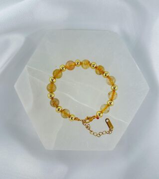 SİTRİN 8MM DOĞALTAŞ ÇELİK KLİPSLİ BİLEKLİK