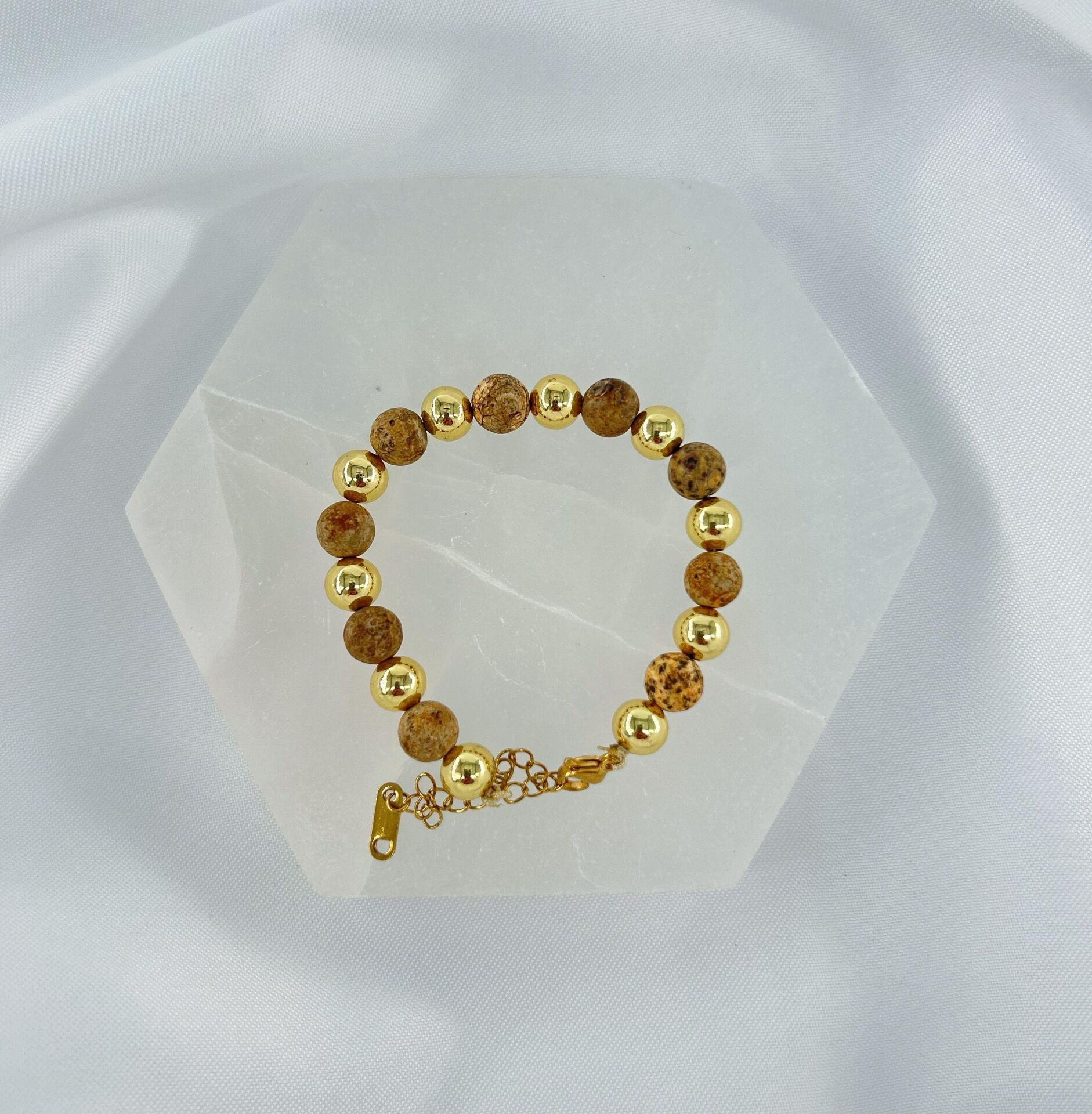 ODUN JASPER  8MM DOĞALTAŞ ÇELİK KLİPSLİ BİLEKLİK