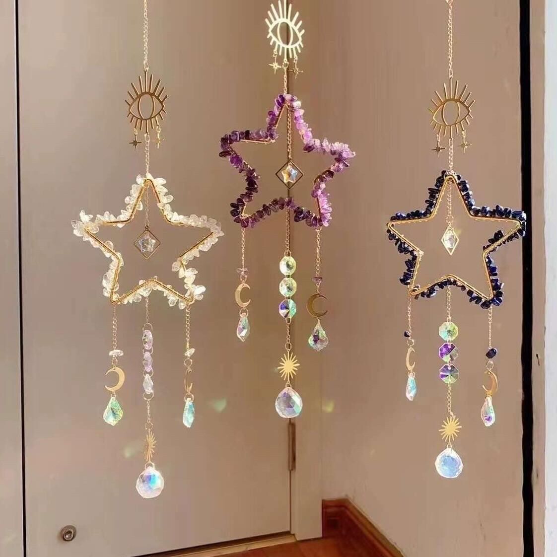 SİTRİN AMETİST TURMALİN DOĞAL TAŞ RÜZGAR ÇANI