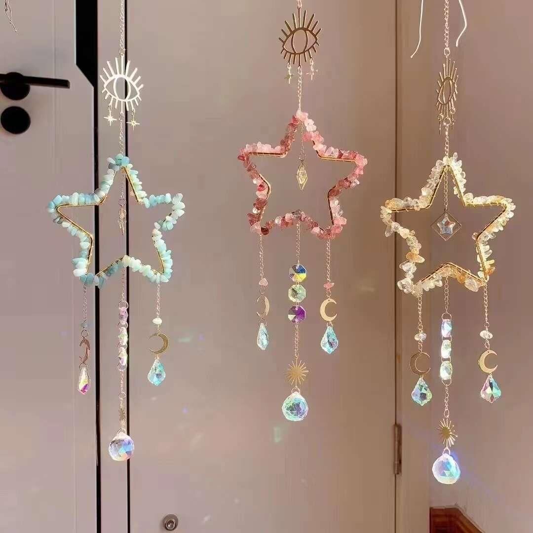 AKUAMARİN GÜNEŞ TAŞI SİTRİN DOĞAL TAŞ RÜZGAR ÇANI