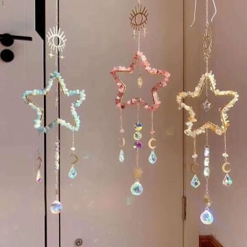 AKUAMARİN GÜNEŞ TAŞI SİTRİN DOĞAL TAŞ RÜZGAR ÇANI