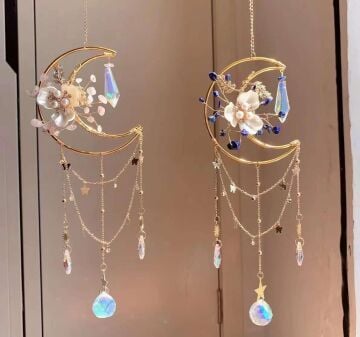 PEMBE KUVARS LAPİS LAZULİ  DOĞAL TAŞ RÜZGAR ÇANI