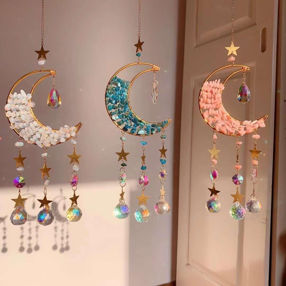 AY TAŞI APATİT PEMBE OPAL DOĞAL TAŞ RÜZGAR ÇANI