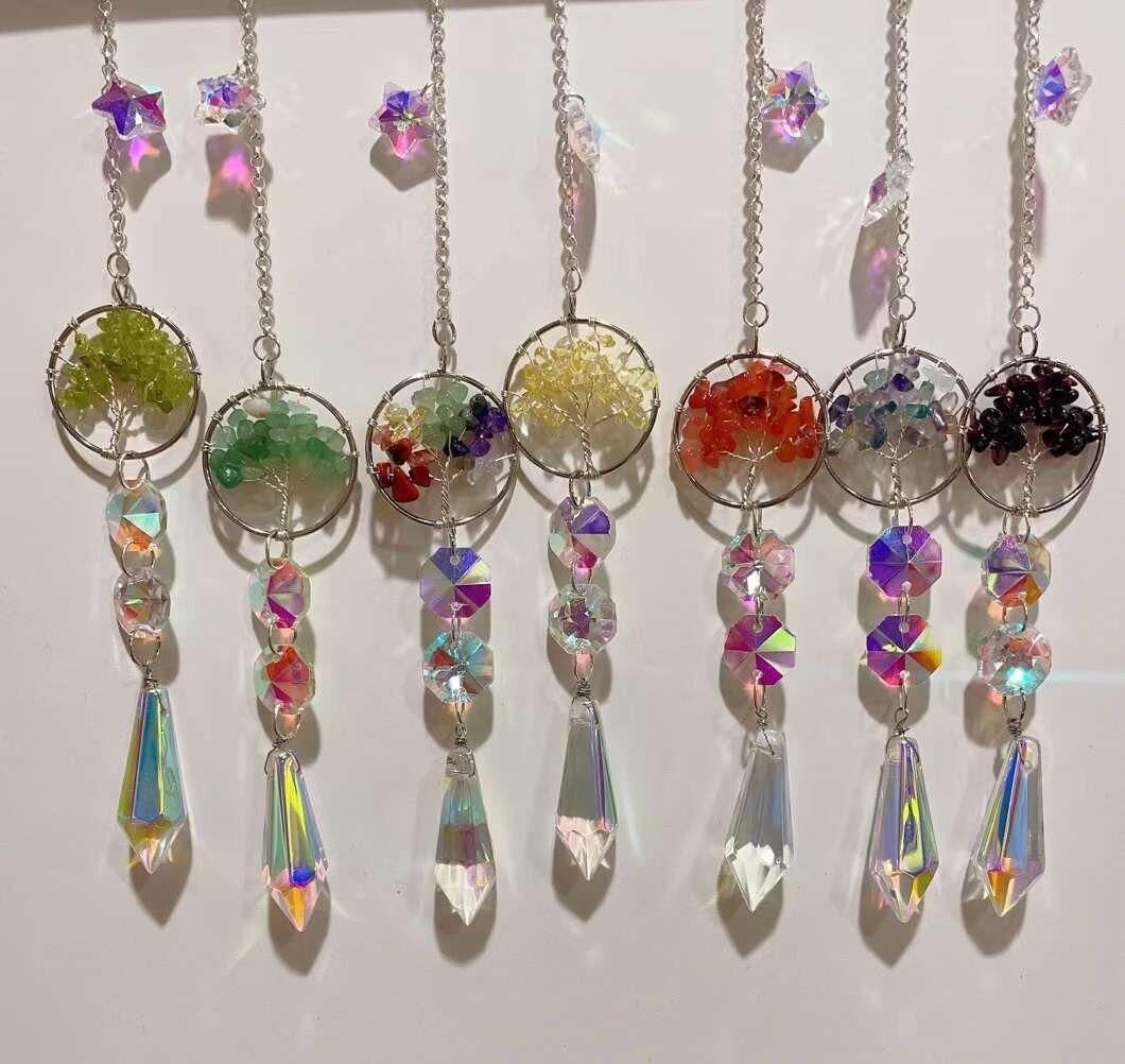 PRİNAYT AKİK 7 ÇAKRA SİTRİN TURUNCU AKİK FLORİT LAL   DOĞAL TAŞ RÜZGAR ÇANI