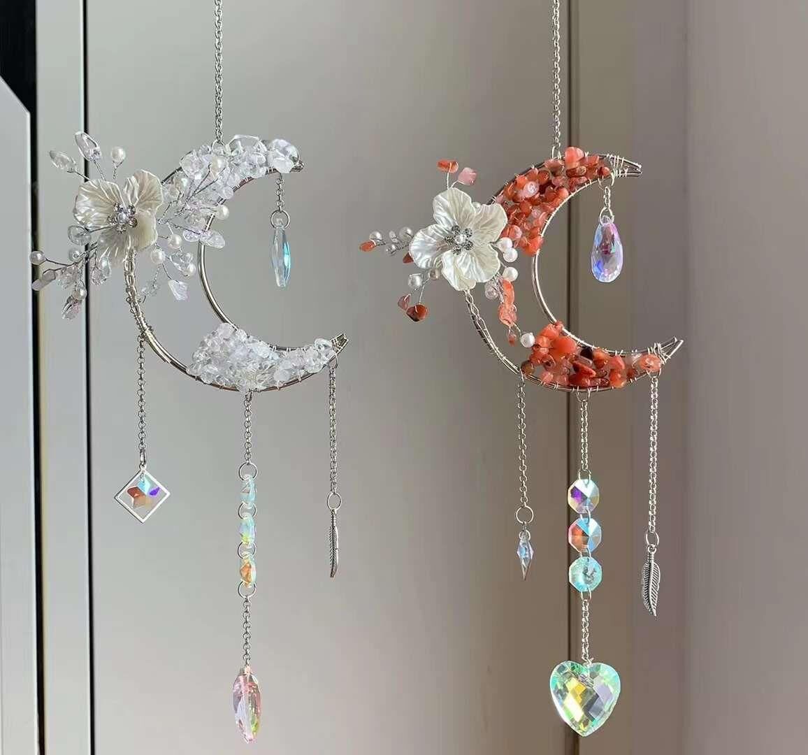 KRİSTAL KUVARS TURUNCU AKİK  DOĞAL TAŞ RÜZGAR ÇANI