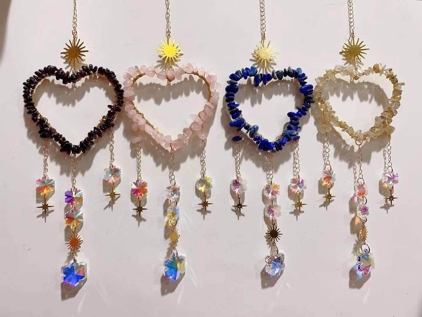 LAL GARNET PEMBE KUVARS SODALİT SİTRİN  DOĞAL TAŞ RÜZGAR ÇANI