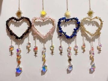 LAL GARNET PEMBE KUVARS SODALİT SİTRİN  DOĞAL TAŞ RÜZGAR ÇANI