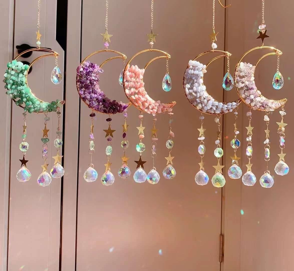 AVENTURİN AMETİST PEMBE OPAL KALSEDON FLORİT  DOĞAL TAŞ RÜZGAR ÇANI