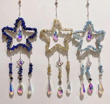 SODALİT SİTRİN AKUAMARİN  DOĞAL TAŞ RÜZGAR ÇANI