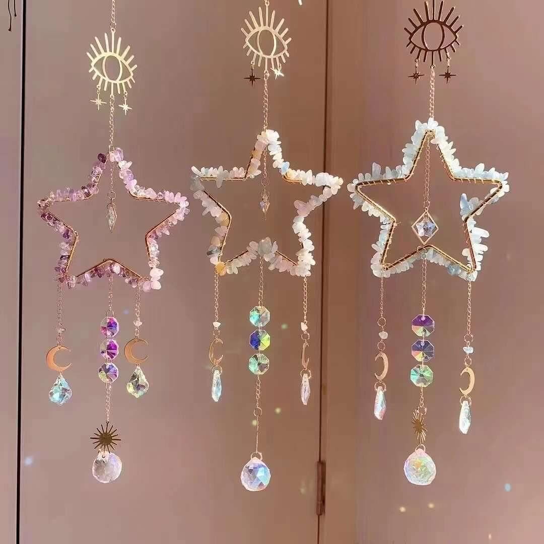 AMETİST MORGANİT AKUAMARİN DOĞAL TAŞ RÜZGAR ÇANI