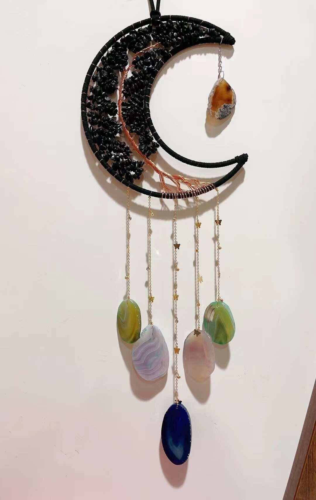 SİYAH TURMALİN DOĞAL TAŞ RÜZGAR ÇANI