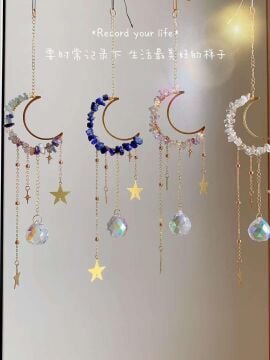 FLORİT LAPİS AMETİST KRİSTAL KUVARS  DOĞAL TAŞ RÜZGAR ÇANI