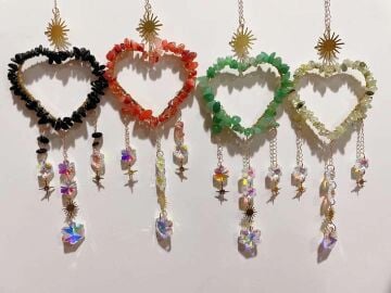 SİYAH TURMALİN AKİK YEŞİL AKİK RUTİL KUVARS  DOĞAL TAŞ RÜZGAR ÇANI